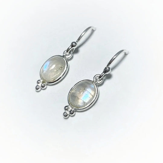 Rainbow Moonstone Dangle Earrings