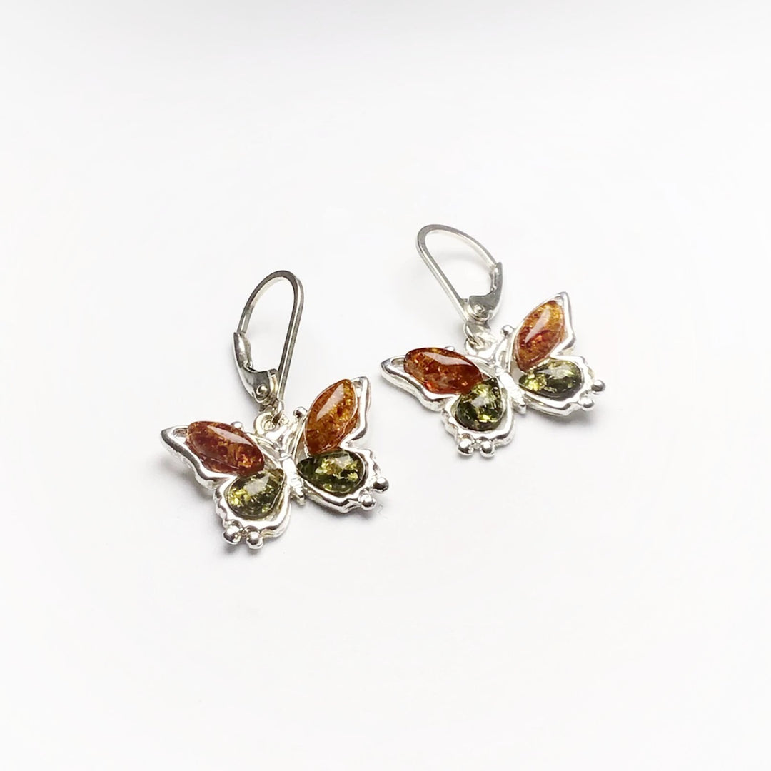 Mixed Amber Dangle Earrings