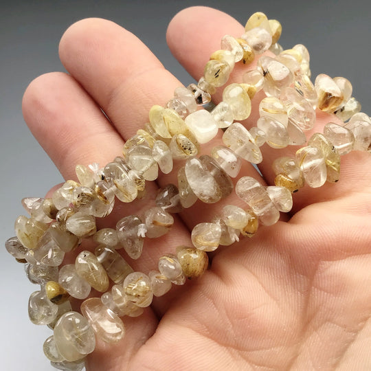 Rutilated Quartz Chip Beaded Bracelet