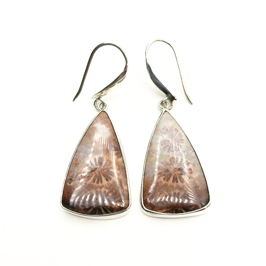 Fossilized Coral Dangle Earrings