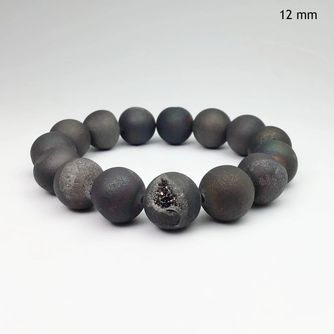 Druzy Matte Black Beaded Bracelet