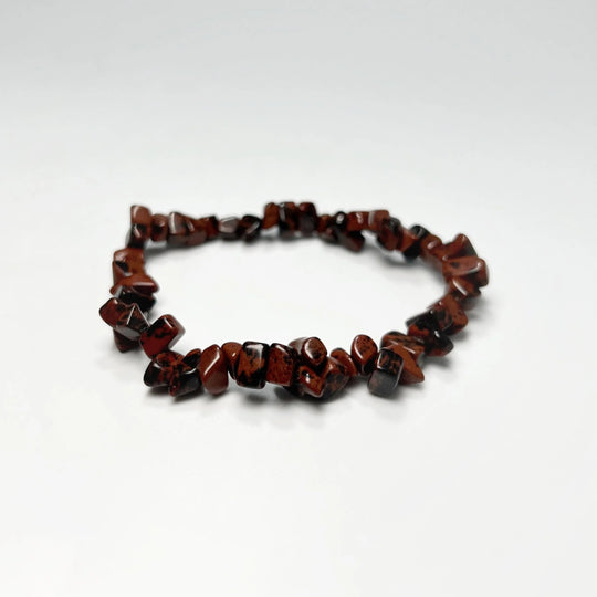 Mahogany Obsidian Chip Beaded Bracelet