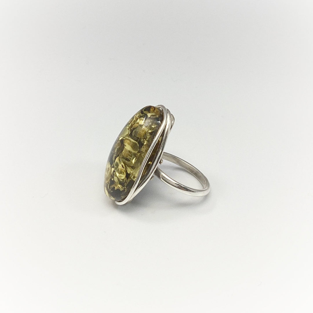 Green Amber Ring