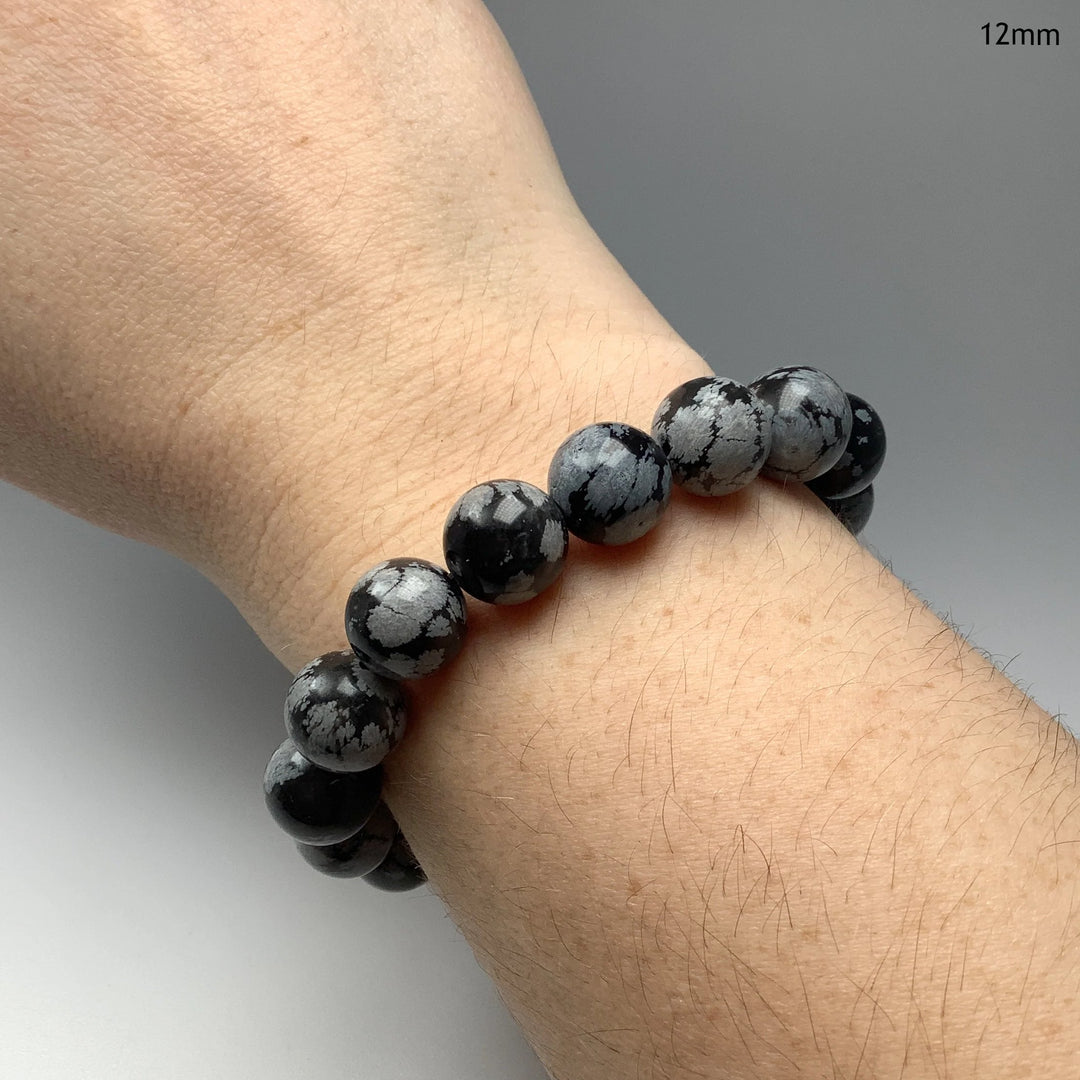 Snowflake Obsidian Beaded Bracelet