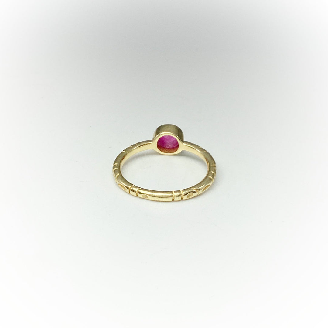 Pink Jade Gold Finish Ring