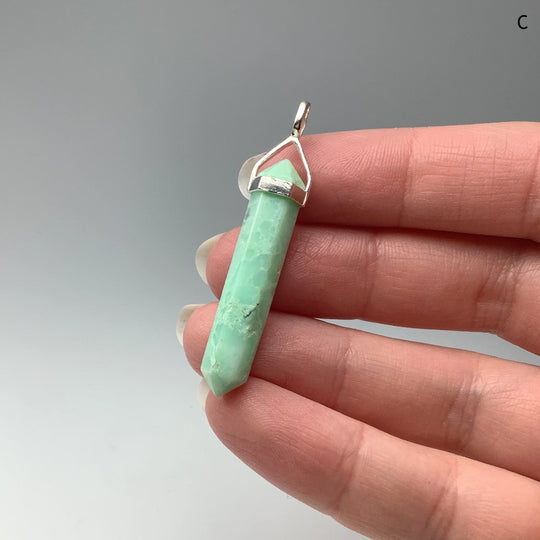 Chrysoprase Double Terminated Point Pendant