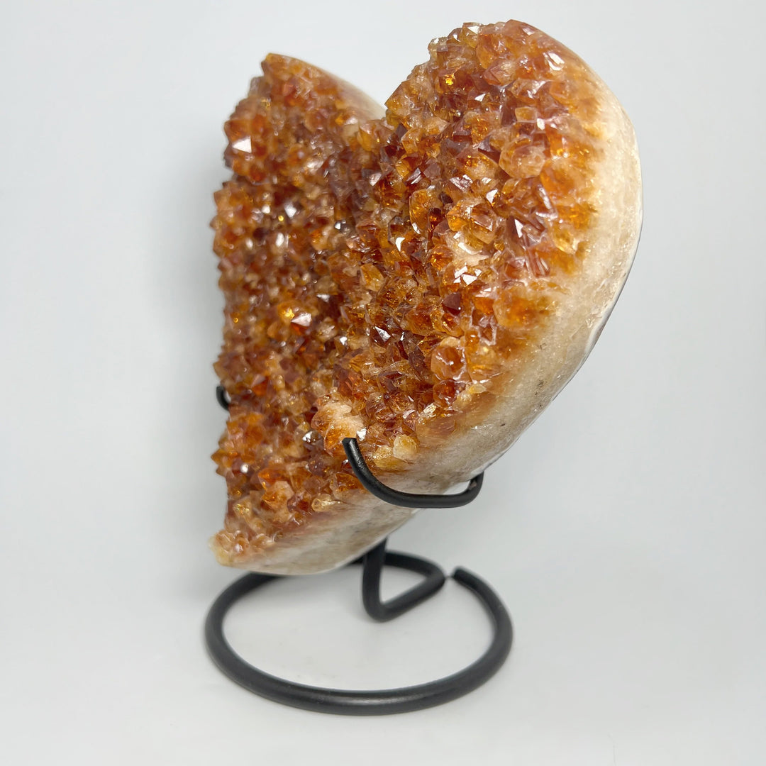 Large Citrine Druze Cluster Heart On Stand