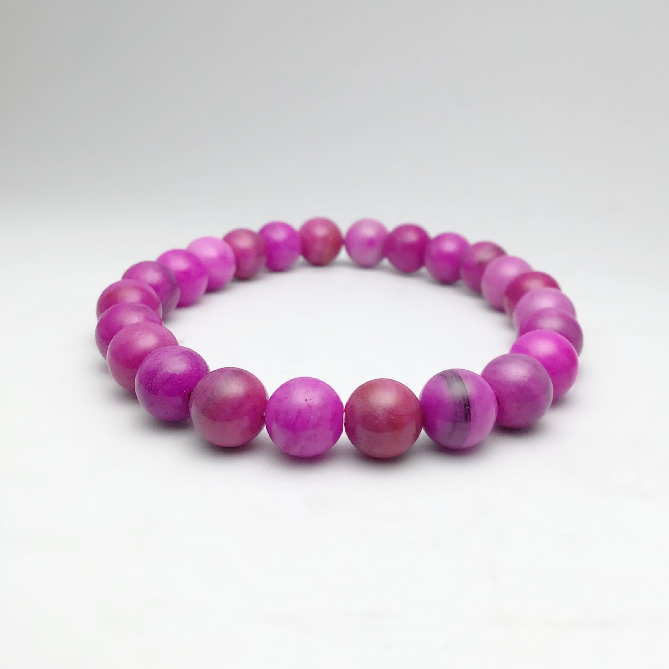 Pink Crazy Lace Agate Beaded Bracelet