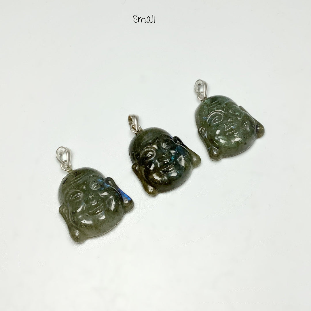 Labradorite Happy Buddha Head Pendant