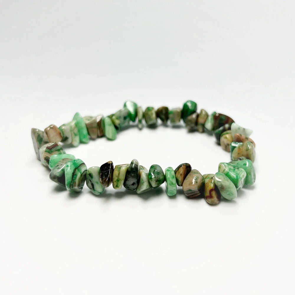 Green Crazy Lace Agate Chip Beaded Bracelet