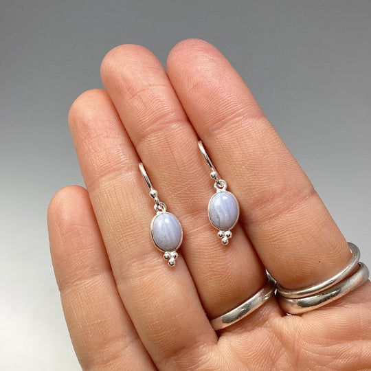 Blue Lace Agate Dangle Earrings