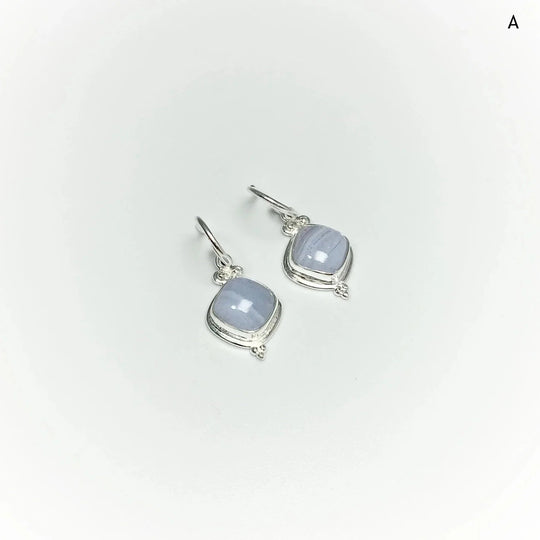 Blue Lace Agate Dangle Earrings