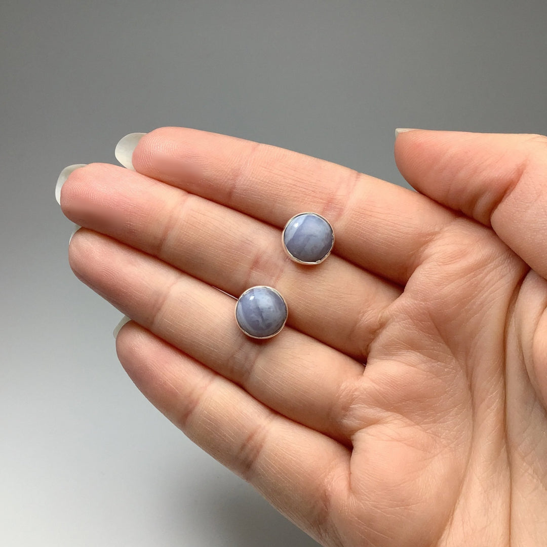 Blue Lace Agate Stud Earrings