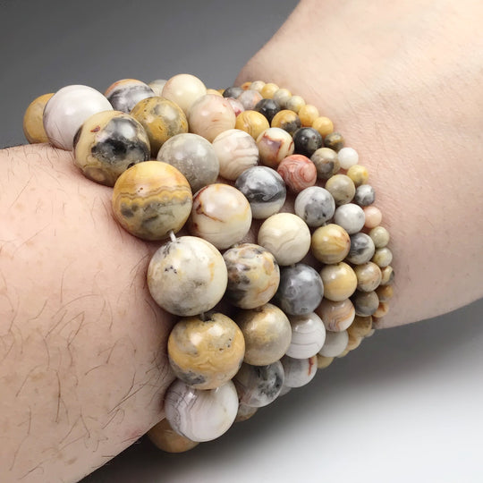 Natural Crazy Lace Agate Beaded Bracelet