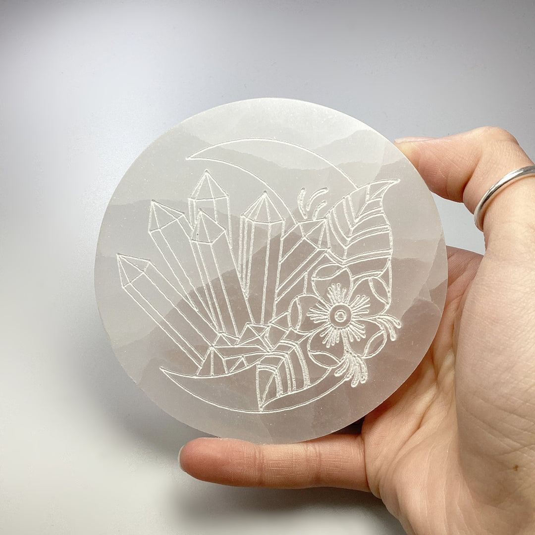 Selenite Round Crystal Charging Plate