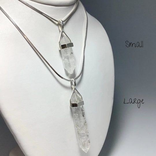 Quartz with Inclusions Double Terminated Point Pendant