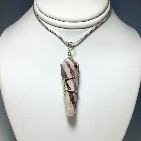 Wire Wrapped Brown Zebra Jasper Pendant