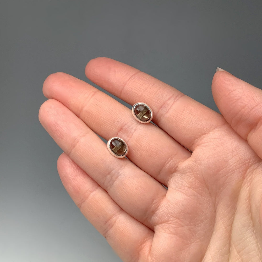 Smoky Quartz Stud Earrings