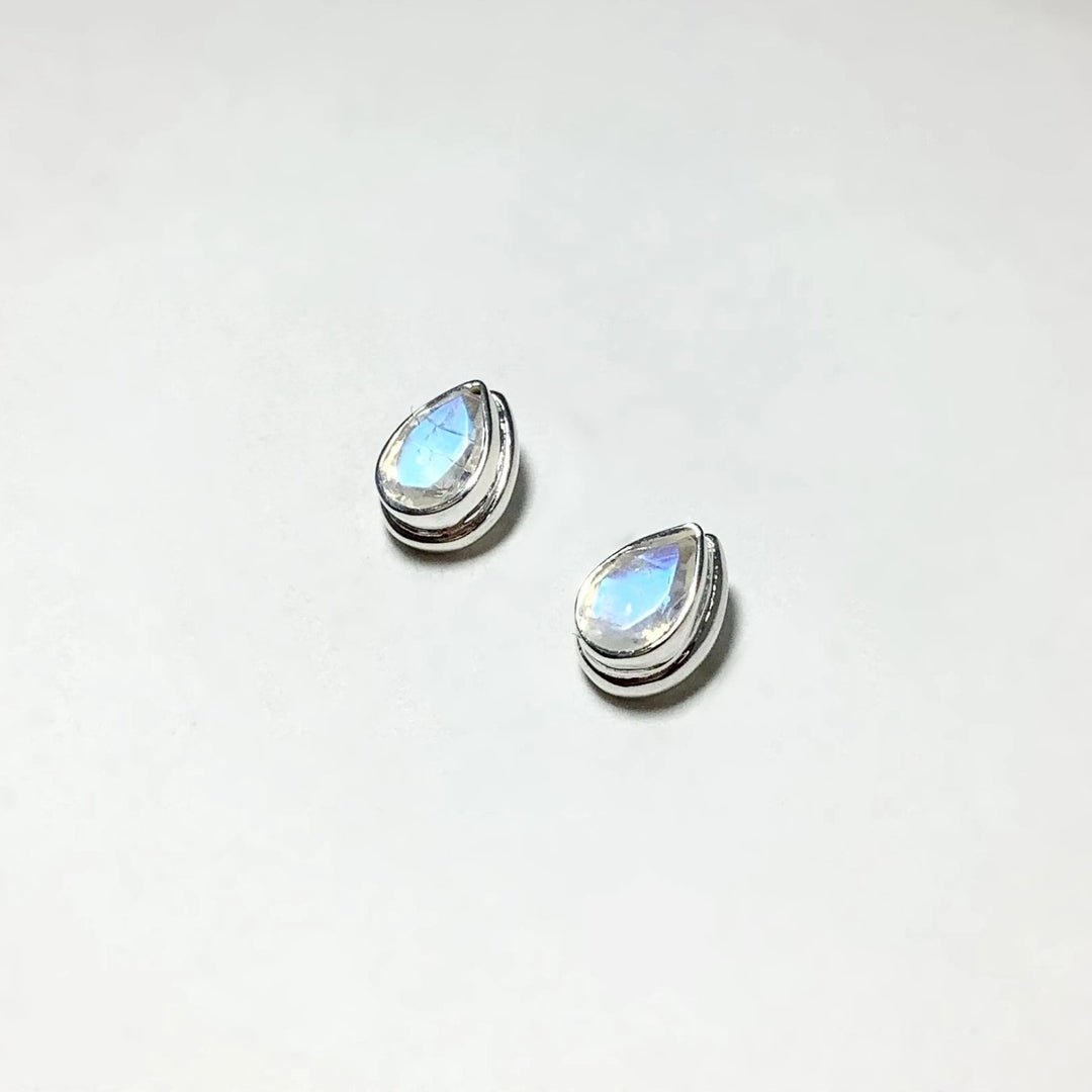 Rainbow Moonstone Stud Earrings