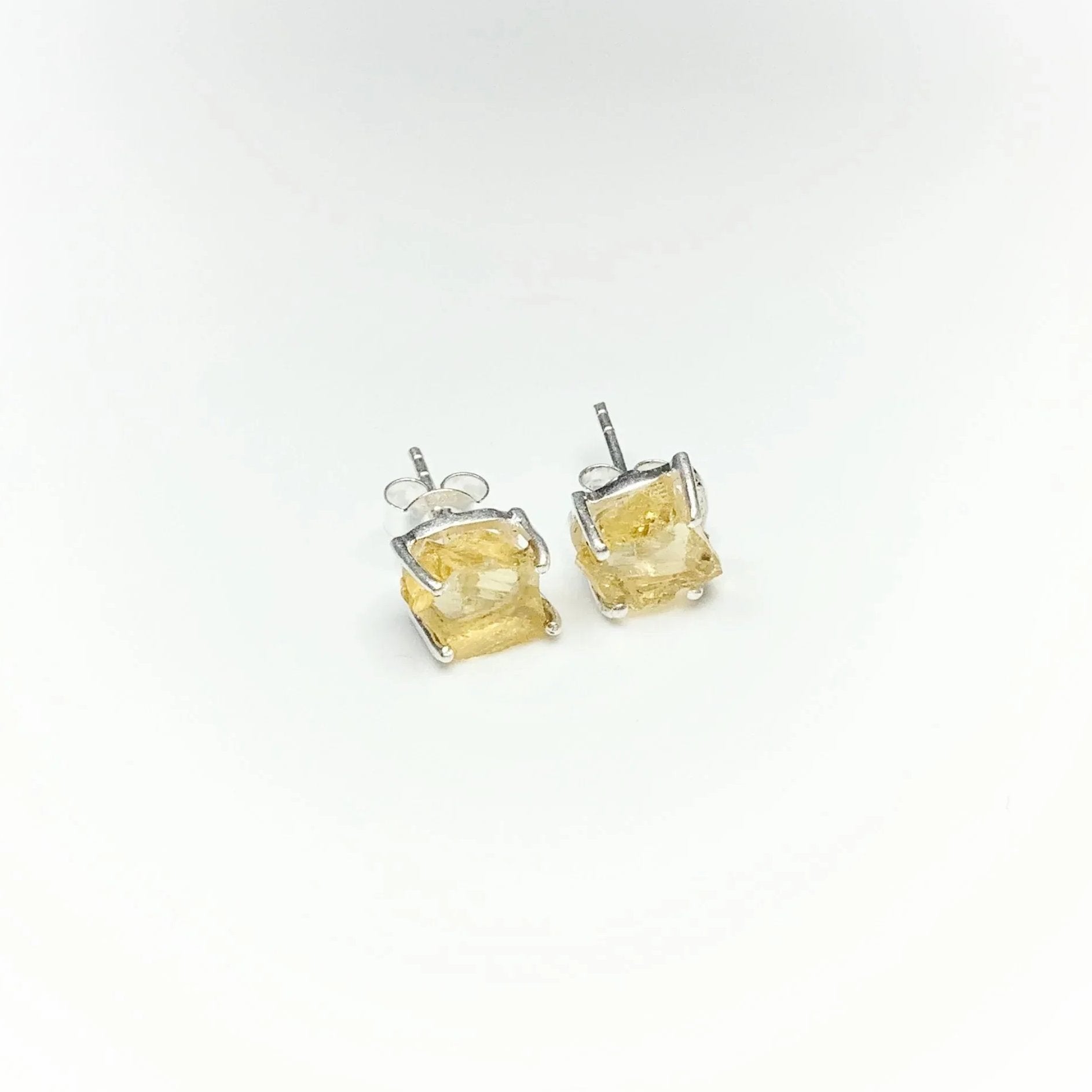 Raw Citrine Stud Earrings