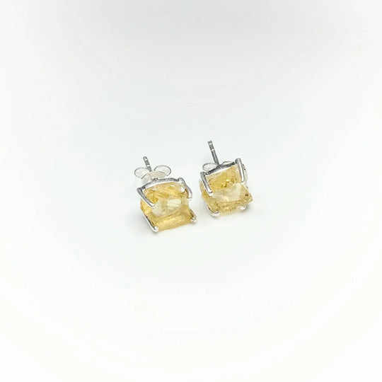 Raw Citrine Stud Earrings