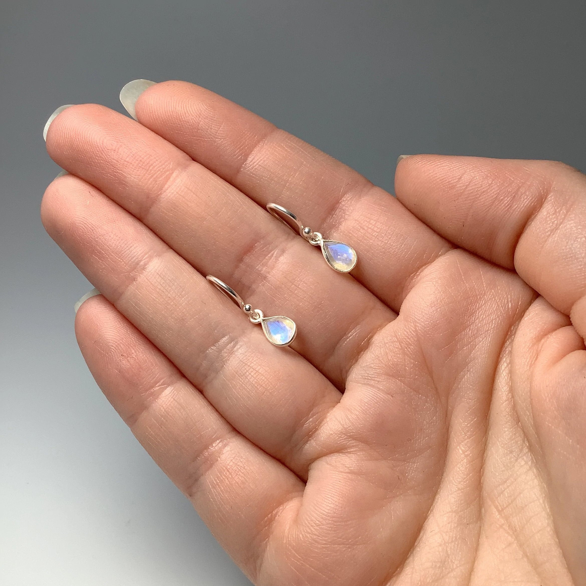 Rainbow Moonstone Dangle Earrings