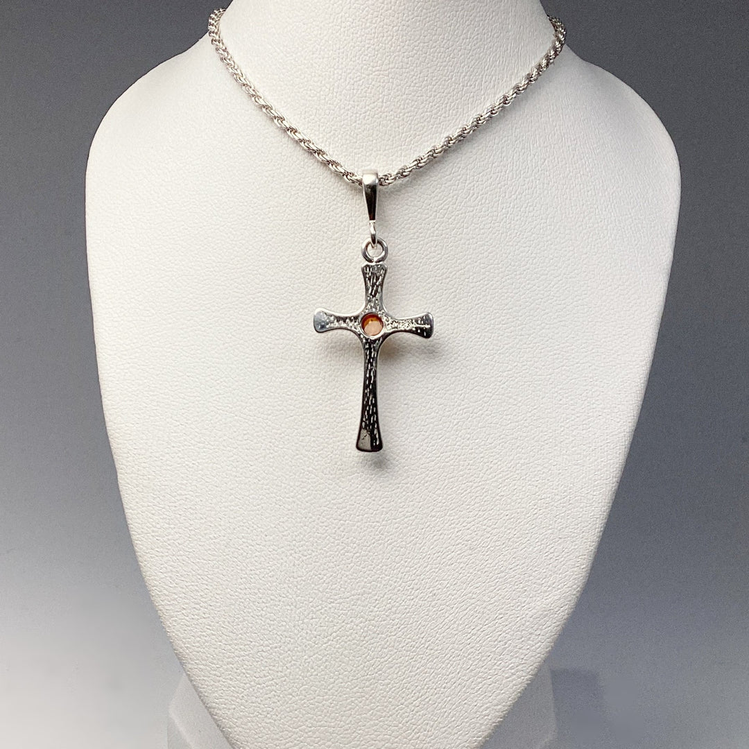 Cognac Amber Cross Pendant