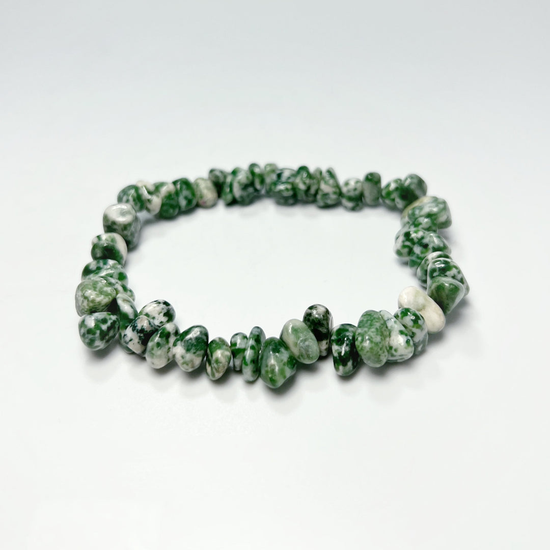 Green Dot Jade Chip Beaded Bracelet