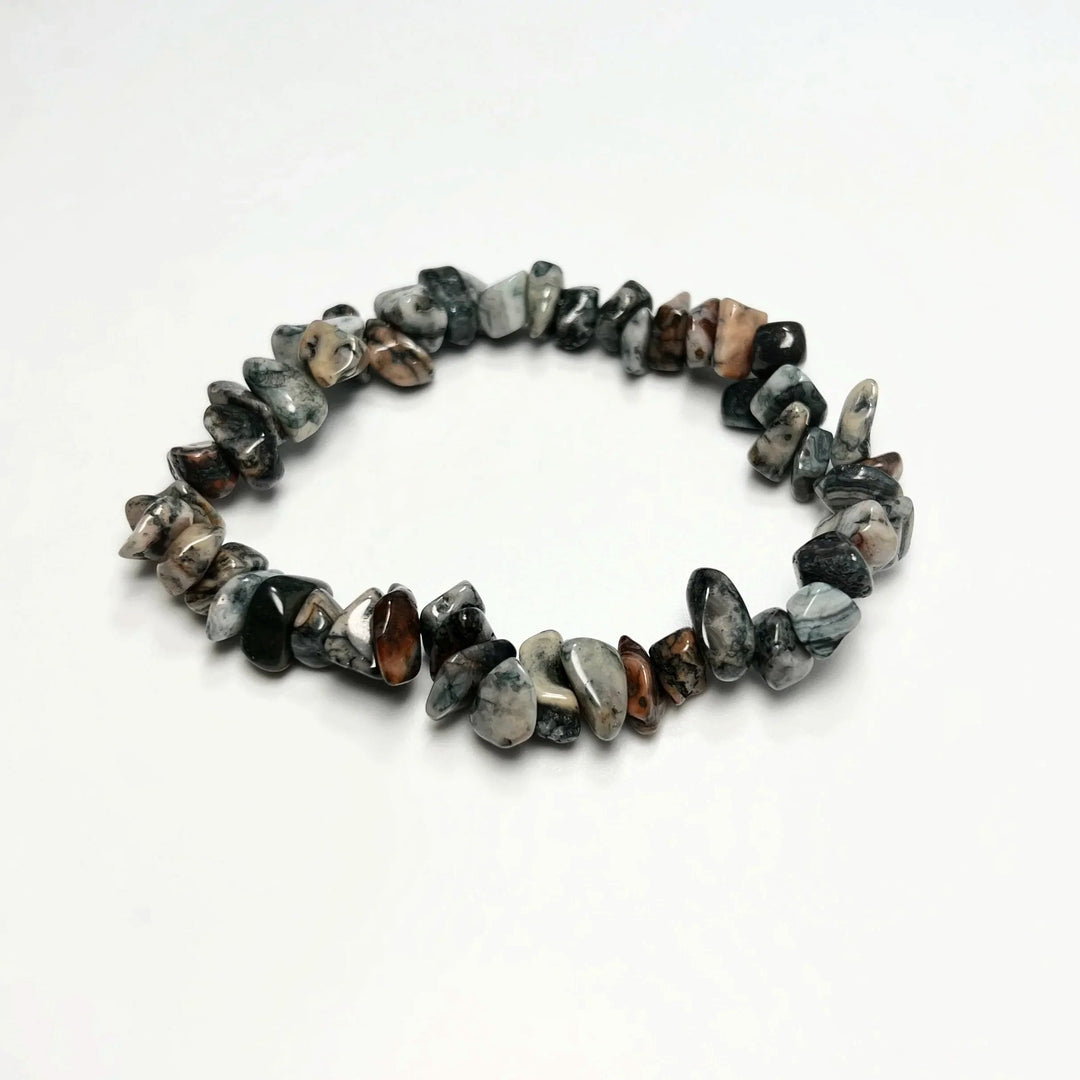 Black Crazy Lace Agate Chip Beaded Bracelet