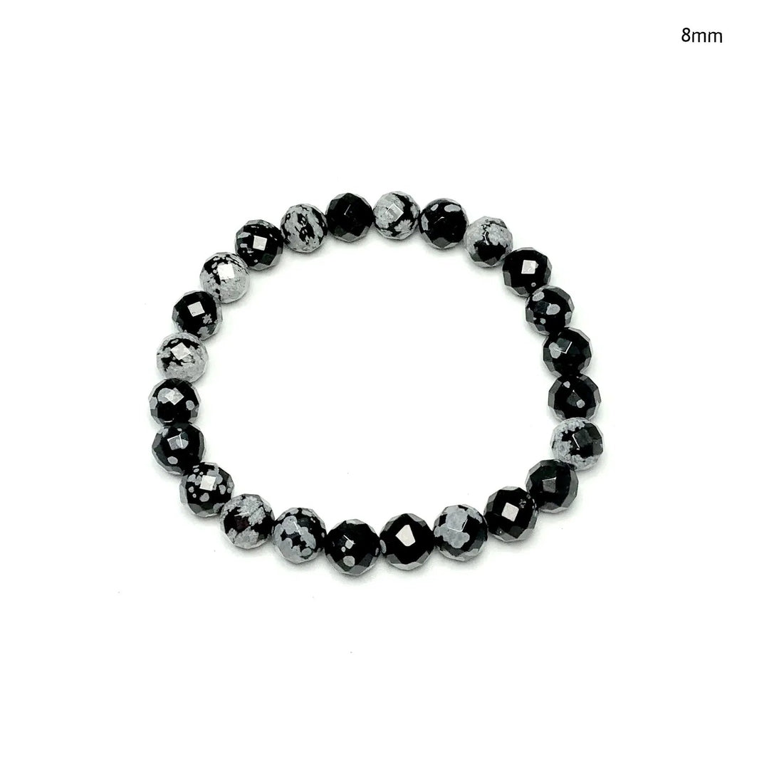 Snowflake Obsidian Faceted Beaded Bracelet