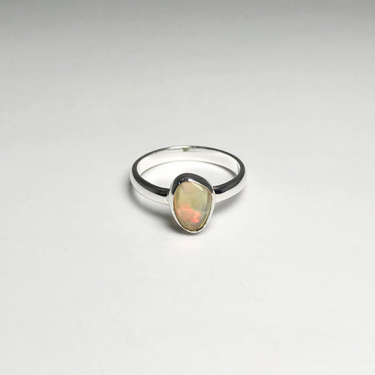 Freeform Faceted Ethiopian Fire Opal Ring