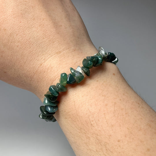 Moss Agate Chip Beaded Bracelet