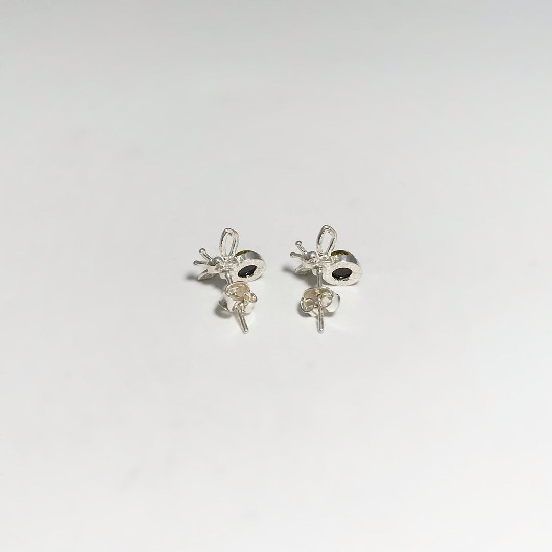 Green Amber Stud Earrings