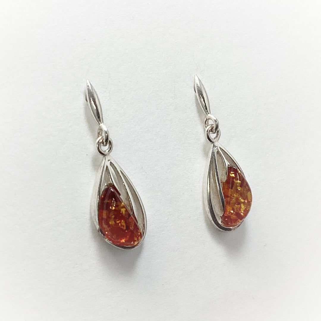 Cognac Amber Stud Earrings