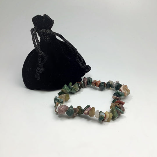 Indian Agate Chip Beaded Bracelet