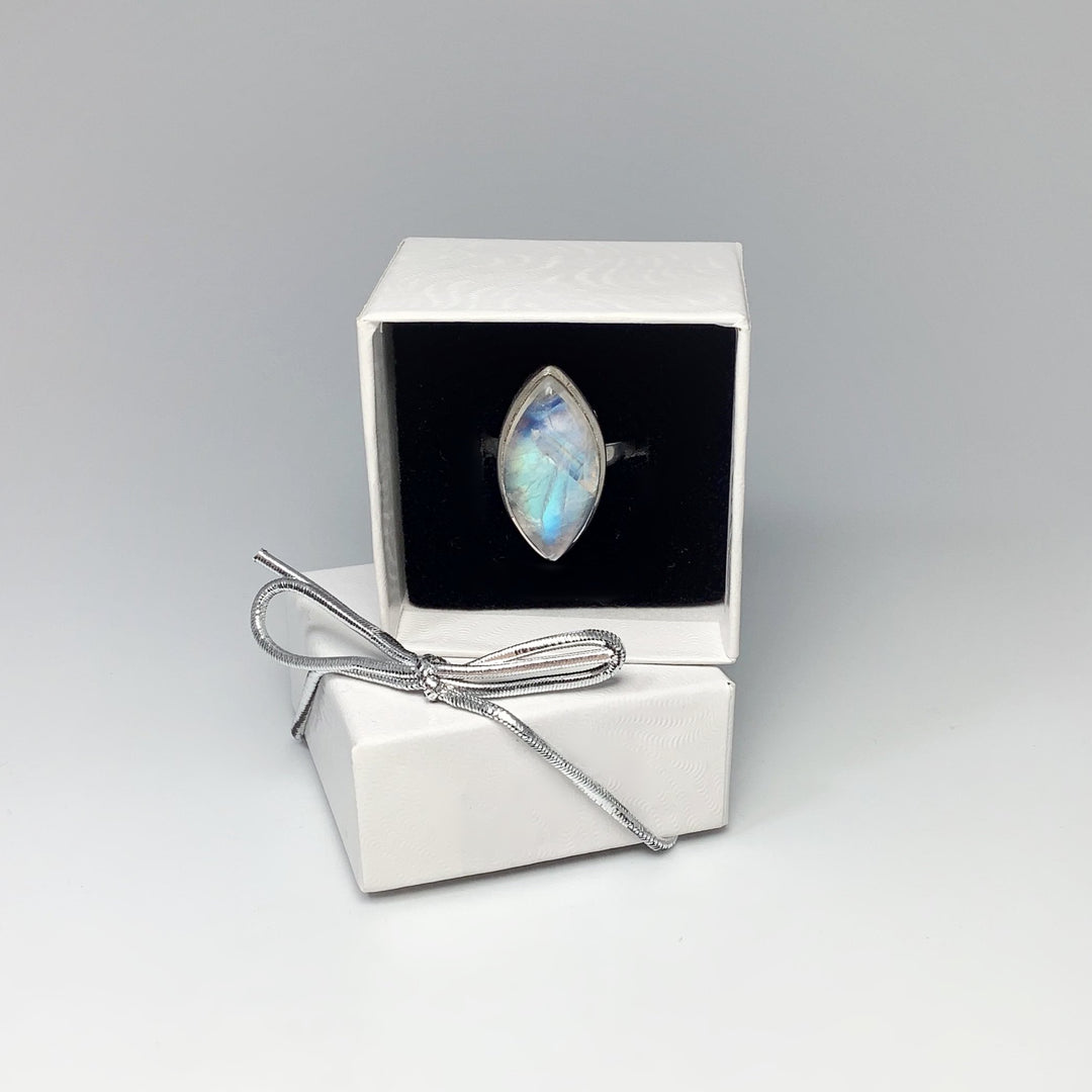 Rainbow Moonstone Ring - Size 8