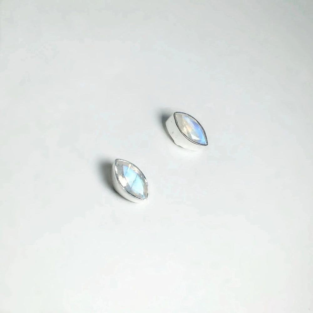 Rainbow Moonstone Stud Earrings