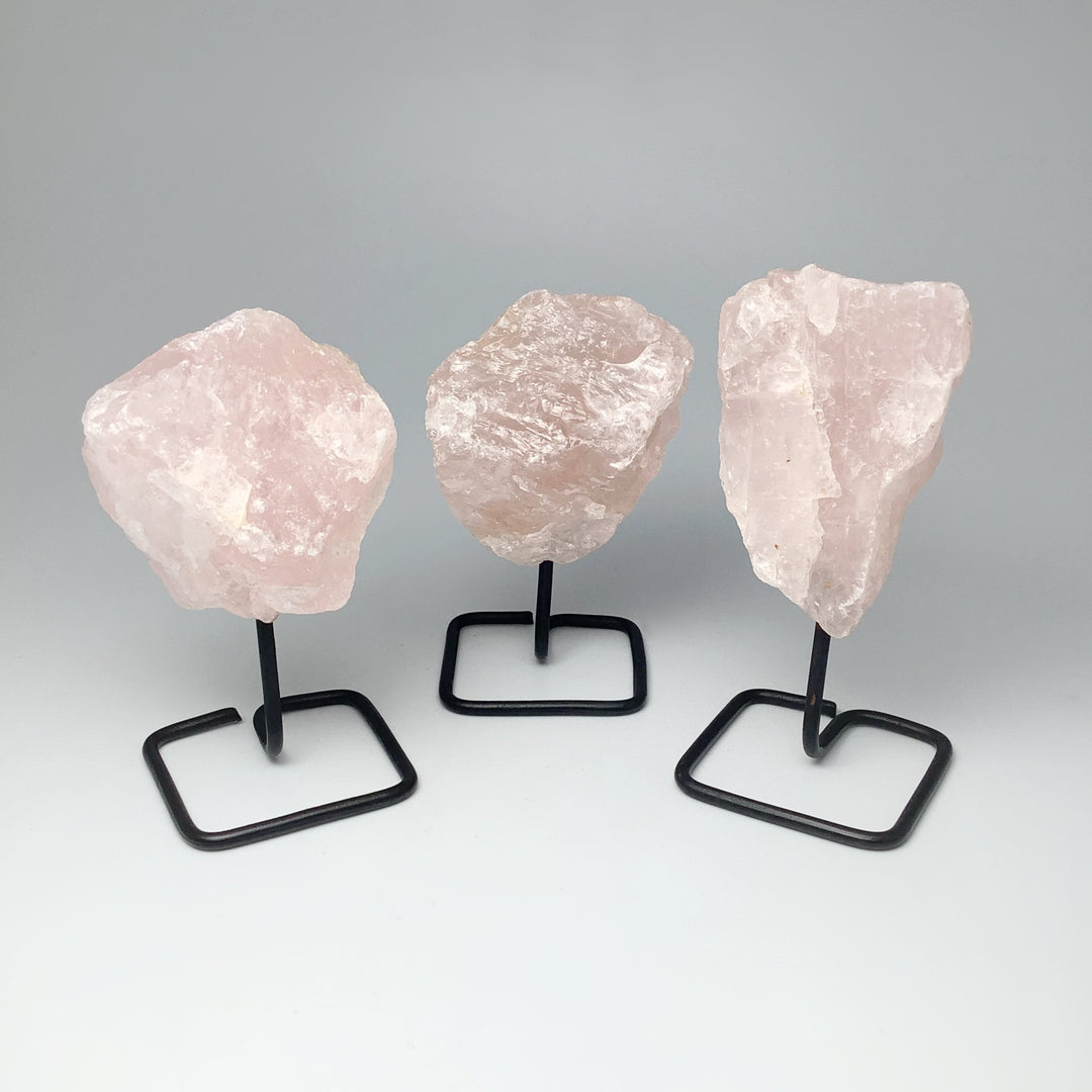 Rough Rose Quartz on Stand at $29 Each