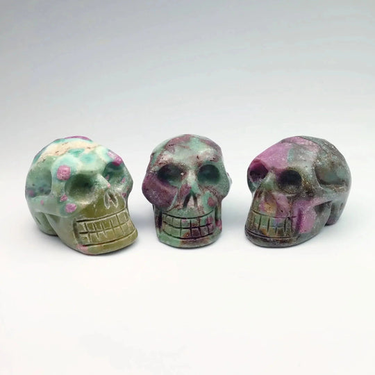 Carved Ruby Fuchsite Skull at $75 Each