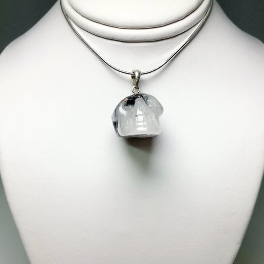 Tourmalated Quartz Skull Pendant