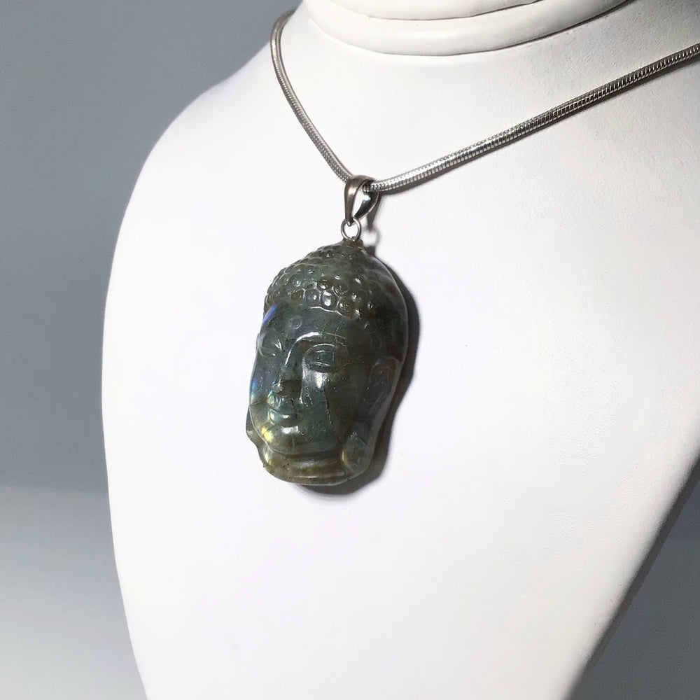 Labradorite Buddha Head Pendant