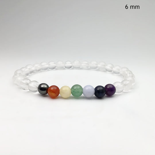 Milky Quartz Beaded Bracelet with Chakra Beads