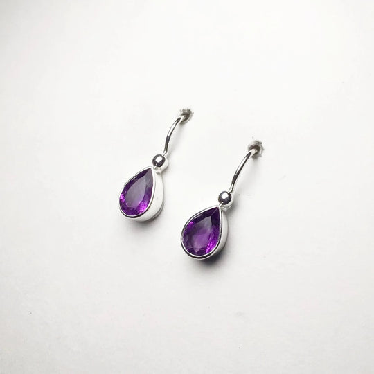 Amethyst Faceted Dangle Earrings