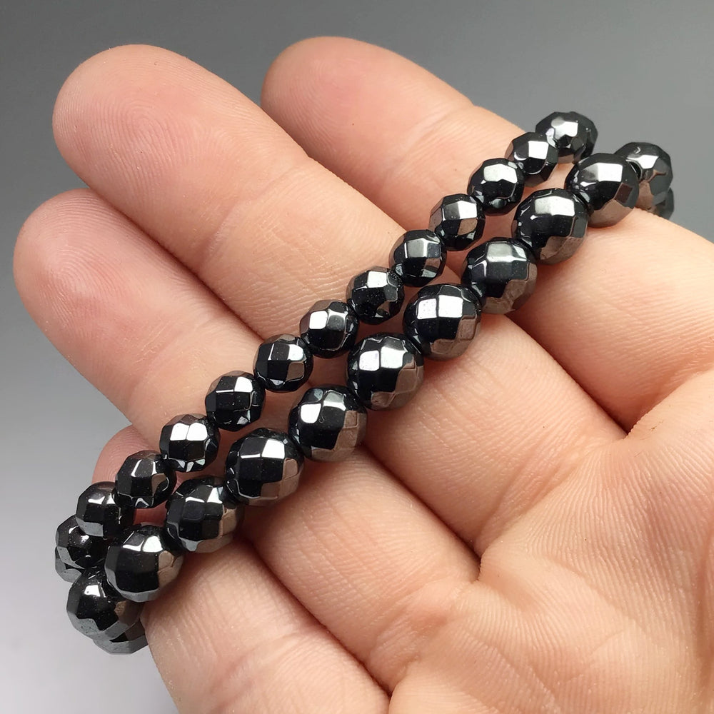 Hematite Faceted Beaded Bracelet