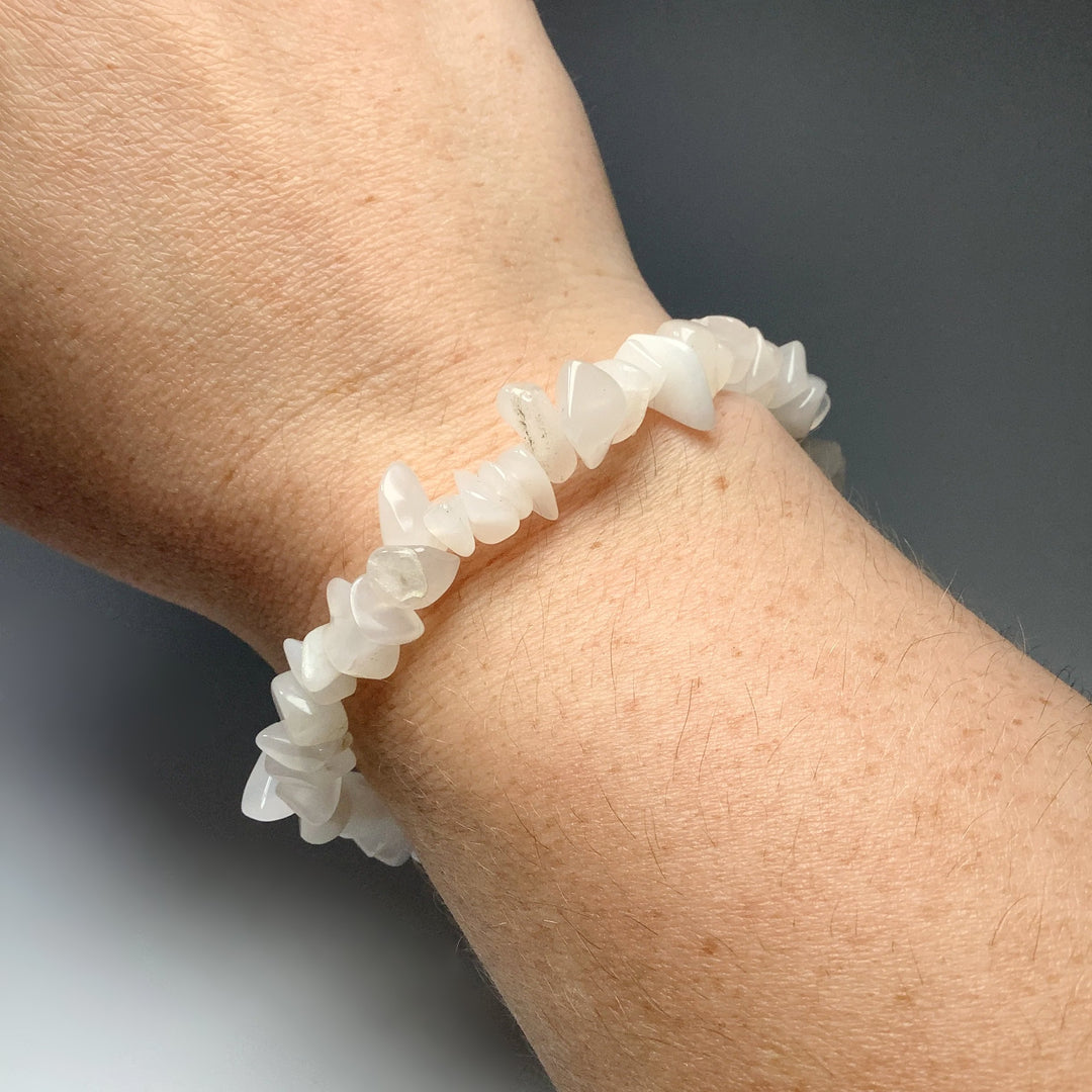 Milky Jade Chunky Chip Beaded Bracelet