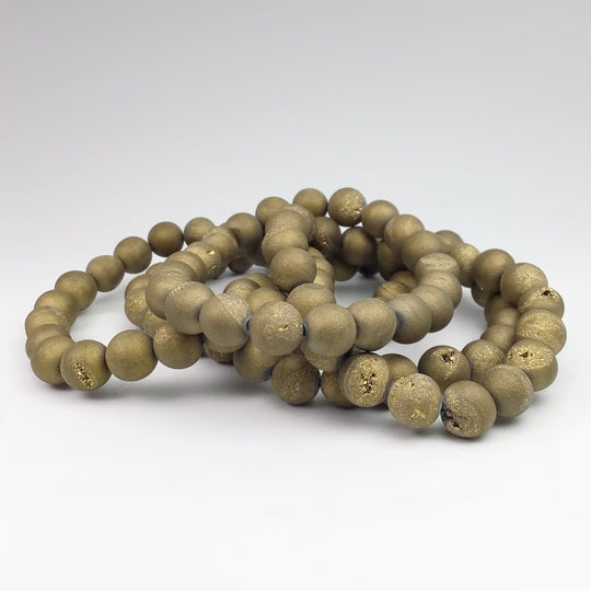 Druzy Matte Gold Beaded Bracelet