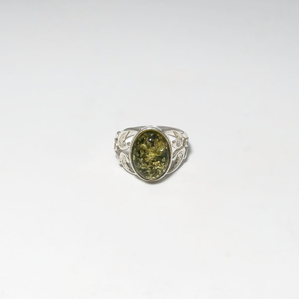 Green Amber Ring