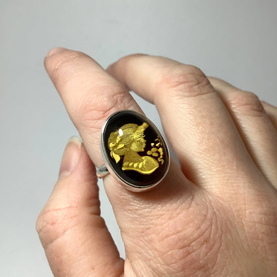 Amber Cameo Ring