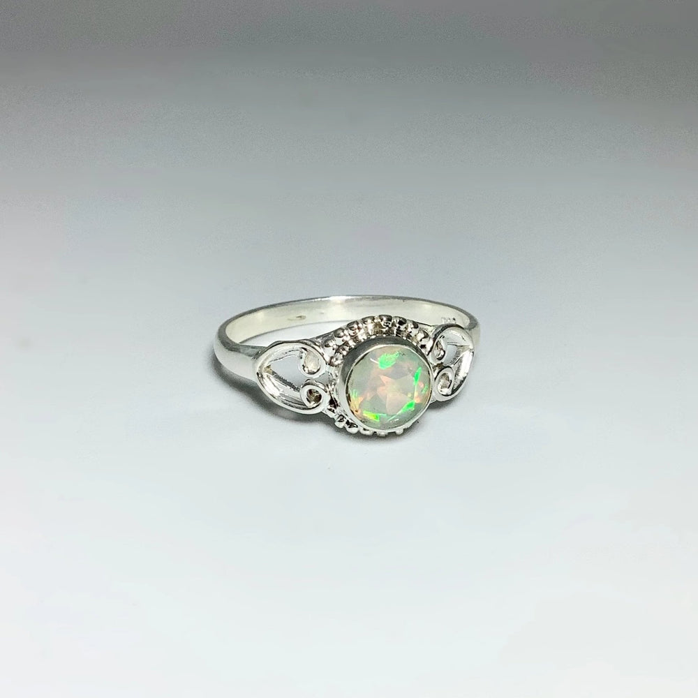 Faceted Ethiopian Fire Opal Ring