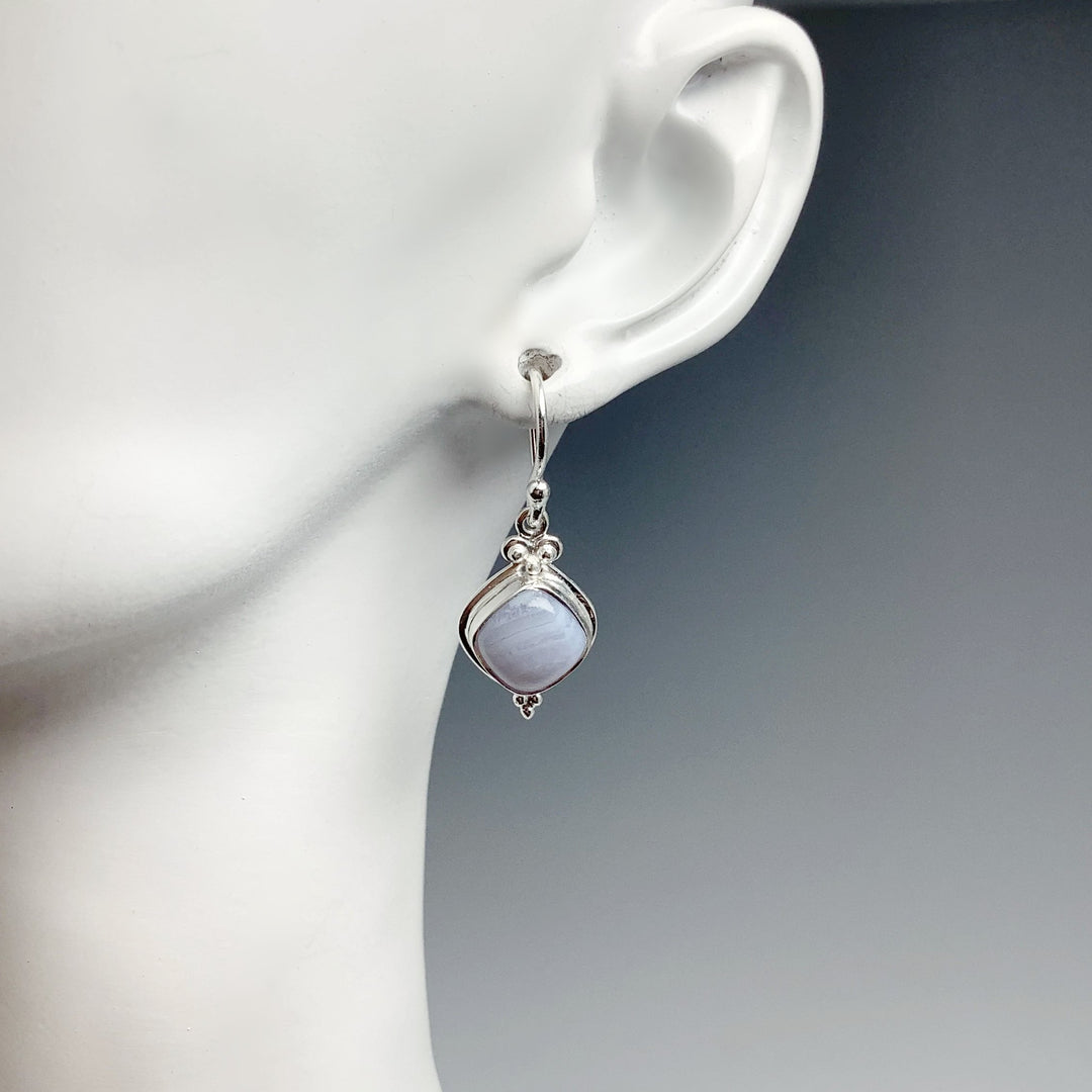 Blue Lace Agate Dangle Earrings